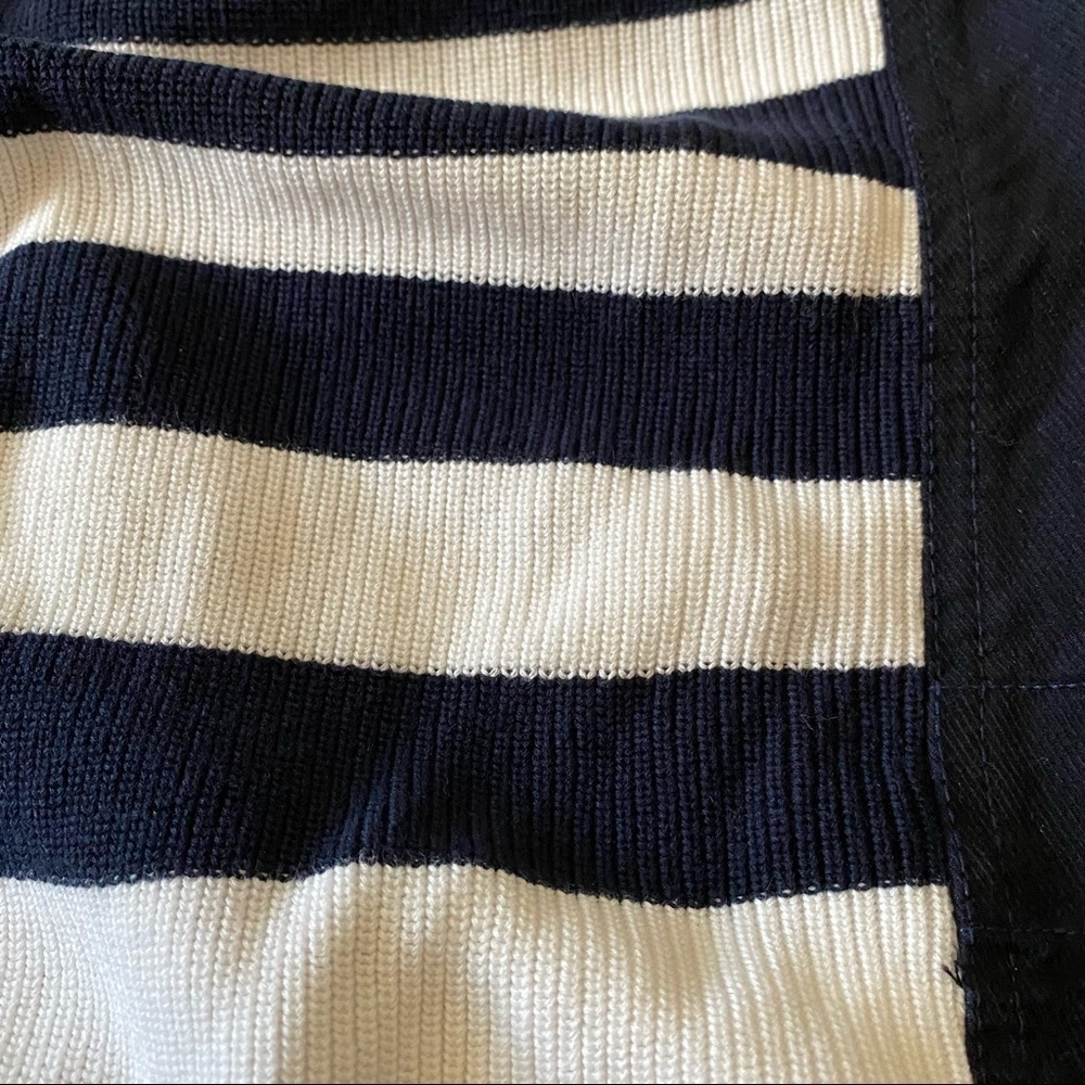 SACAI sz 4 L Navy Blue White Short Sleeve Sweater - Picture 7 of 8